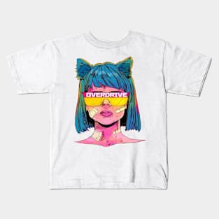 Overdrive vintage girl - Digital drawing - Color Kids T-Shirt